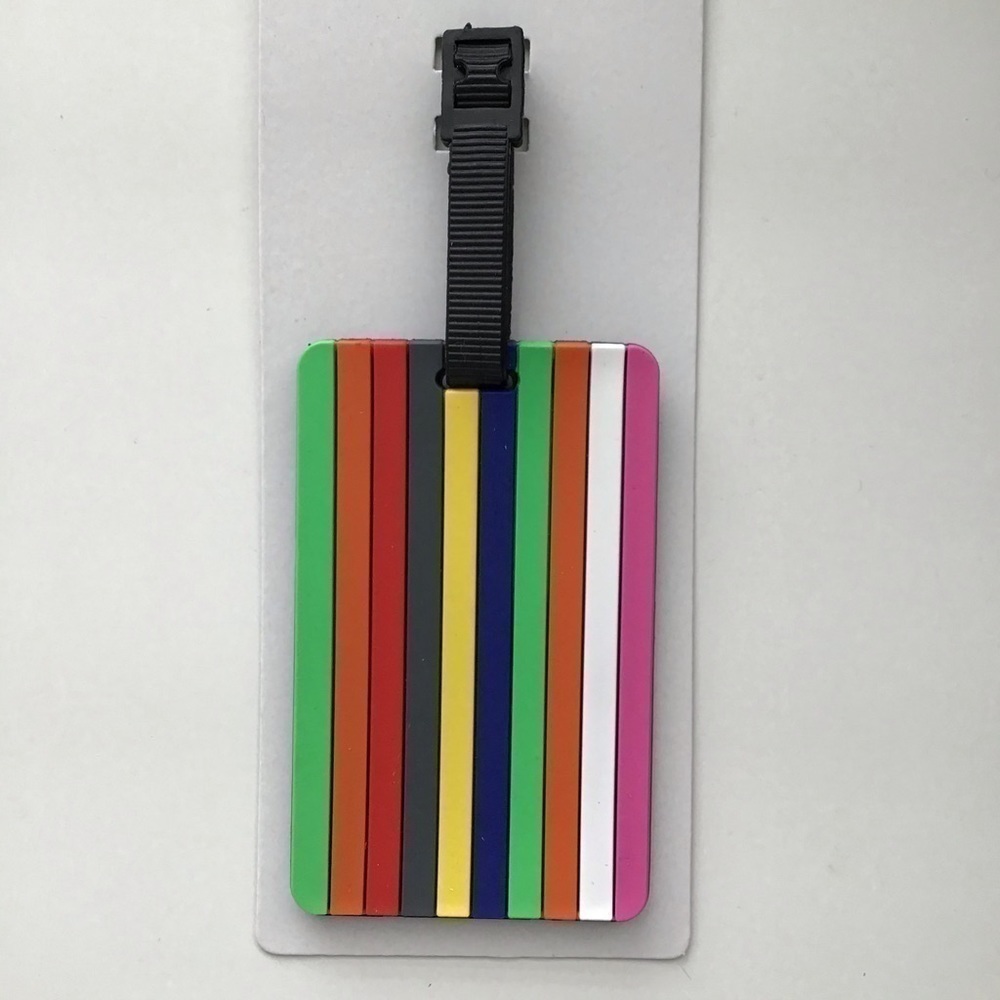NEW Luggage Tag Rainbow Stripe Rubber 2.5 X 4” for Golf Bag Suitcase Travel ID